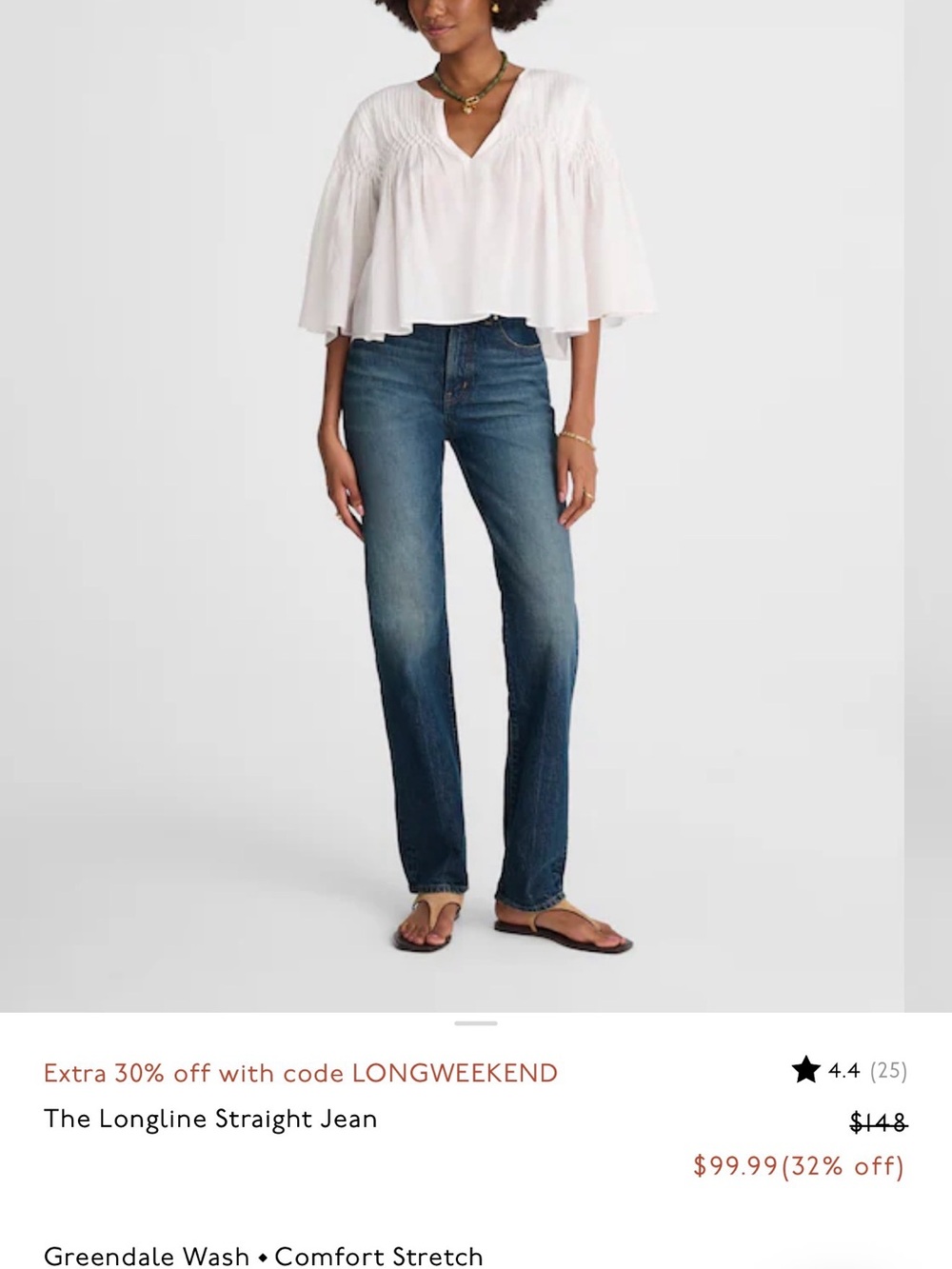 Madewell the Longline Straight Jean size 30